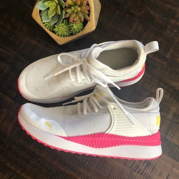 PUMA Pacer Next Cage White Pink Mesh Sneakers - Picture 1 of 10